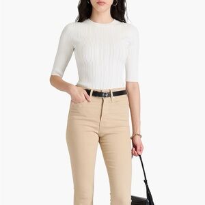 NWT Veronica Beard Vaari ribbed-knit top white